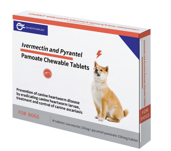 136ug 326mg For dogs Ivermectin and Pyrantel Pamoate Chewable Tablets