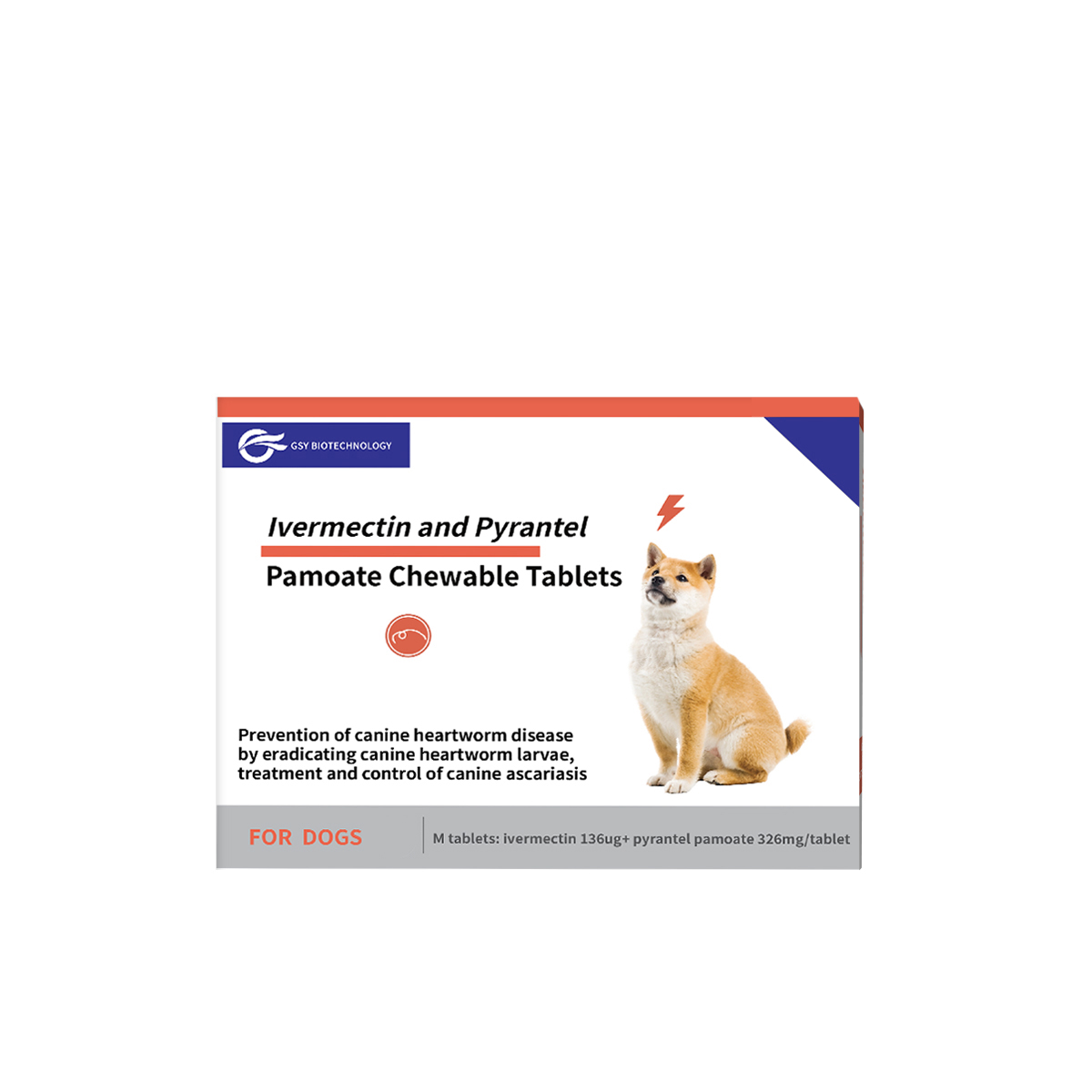 136ug 326mg For dogs Ivermectin and Pyrantel Pamoate Chewable Tablets