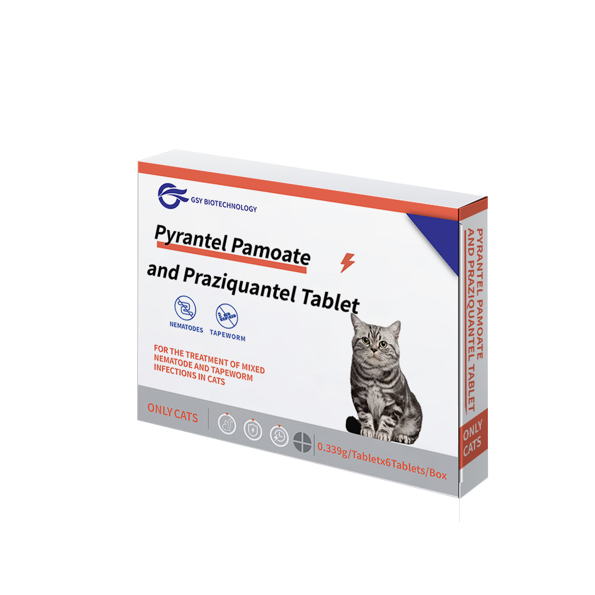 0,339 g Pour chats Comprimés de Pyrantel Pamoate et Praziquantel