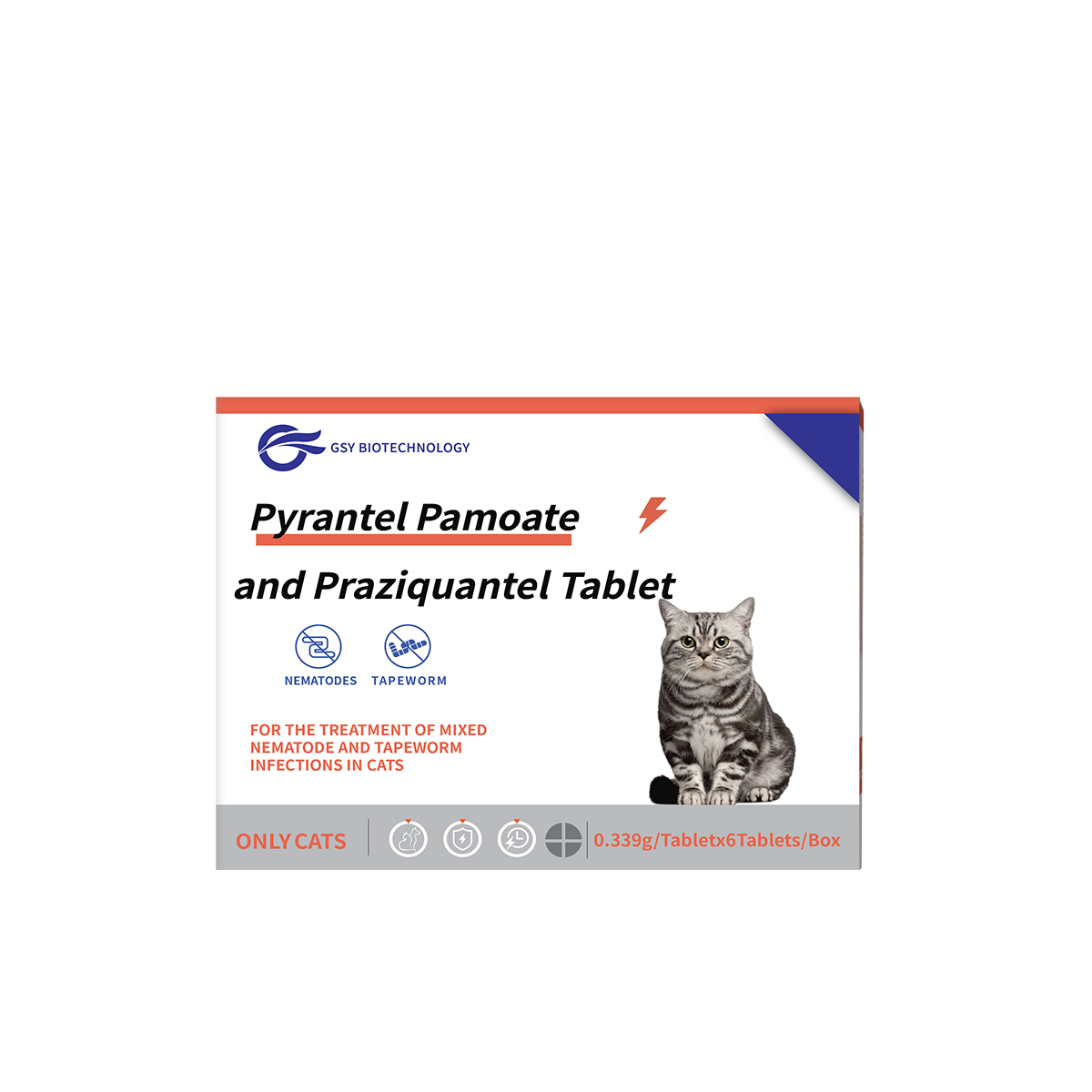 0,339 g Pour chats Comprimés de Pyrantel Pamoate et Praziquantel