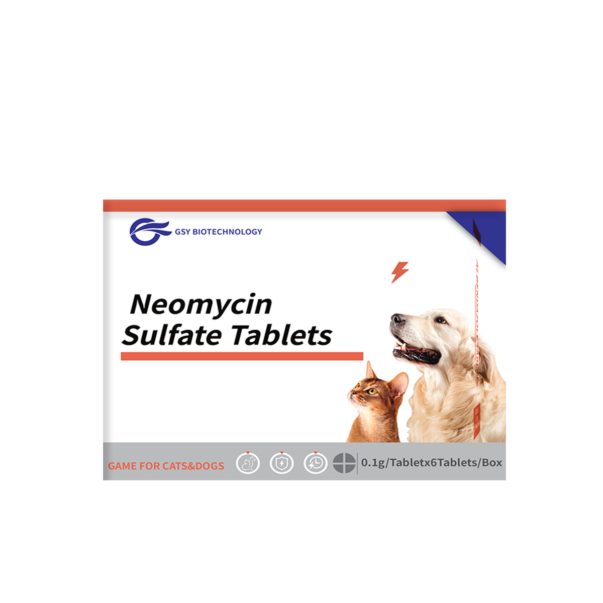 0.1g สำหรับสัตว์เลี้ยงเม็ด Neomycin Sulfate